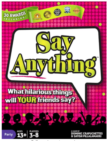 party game called Say Anything for an indoor double date idea to play with friends or your date when it is rainy and cold outside